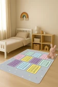Parlak Kadife Kumaş Dijital Baskı Dot Kaymaz Tabanlı Çocuk ve Genç Odası Halısı H0720 RENKLİ 120 X 180 thumbnail 1
