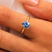 Gümüş Yüzük - 1.50 Ct London Blue Topaz Tektaş 925 Ayar Gümüş Evlilik Teklifi Yüzüğü-Hediyelik Yüzük thumbnail 10