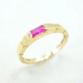 Gümüş Yüzük - Yakut Baget Taşlı Vintage Modern Tasarım 925 Ayar Gümüş Kadın Yüzük-Günlük Hediyelik - 5