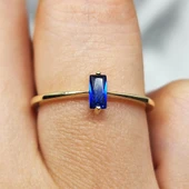 Gümüş Yüzük - Safir Taşlı Taşlı Baget Tasarım 925 Ayar Gümüş Yüzük thumbnail 9