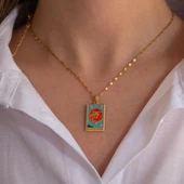 Çelik Kolye, Altın Kaplama Aslan Burcu Kadın Kolye K-136 thumbnail 3