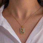 Çelik Kolye, Altın Kaplama Balık Burcu Kadın Kolye K-133 thumbnail 3