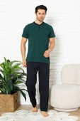 Erkek %100 Pamuklu Pijama Takımı-3 Düğmeli-Yaka Cepli 12384 thumbnail 3