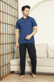 Erkek %100 Pamuk Pijama Takımı -3 Düğmeli-Robalı 12383 thumbnail 1