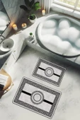 Yıkanabilir Kaymaz Tabanlı Modern Desenli 2'li Banyo Paspas Takımı BPS0008 RENKLİ 60 X 90 thumbnail 1