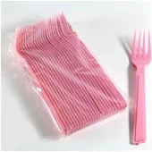 May Plastik Renkli Çatal Pembe 25 Li thumbnail 3