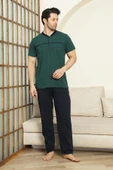 Erkek %100 Pamuk Pijama Takımı -3 Düğmeli-Robalı 12383 thumbnail 3