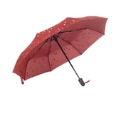 Yağmur Damlası Desenli Tam Otomatik Lux Kadın Şemsiyesi Bordo thumbnail 4