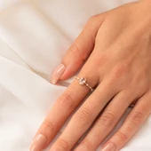 Gümüş Yüzük - Morganit Taşlı Kadın Modern Tasarım 925 Ayar Gümüş Evlilik Teklifi Yüzüğü - 4