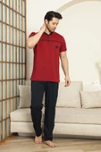 Erkek %100 Pamuk Pijama Takımı -3 Düğmeli-Robalı 12383 thumbnail 7