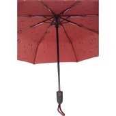 Yağmur Damlası Desenli Tam Otomatik Lux Kadın Şemsiyesi Bordo thumbnail 5