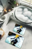 Yıkanabilir Kaymaz Tabanlı Modern Desenli 2'li Banyo Paspas Takımı BPS0010 RENKLİ 60 X 90 thumbnail 1