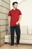 Erkek %100 Pamuk Pijama Takımı -3 Düğmeli-Robalı 12383 thumbnail 2