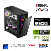 ETERNAL POWER  RYZEN 9 9950X3D 64GB DDR5 1TB M.2  RTX 4070 SUPER B650 750W 240M thumbnail 1