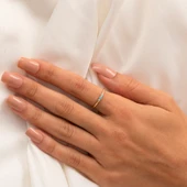 Tria Firuze Evlilik Teklifi Modern-Minimal Tarz Tasarım Hediye-925 Ayar Gündelik Estetik Gümüş Yüzük - 4