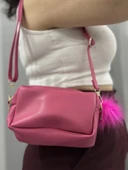 BİÇOMİ Ponpon fuşya cilt çanta thumbnail 1