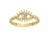 Gümüş Yüzük - Taşlı Kirpik Göz Top Top 925 Ayar Gümüş Yüzük-Göz Hediyelik 925 Ayar Gümüş Yüzük - 3