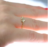 Gümüş Yüzük -  Puantiyeli Kalp Modern Tasarım 925 Ayar Gümüş Bombeli Kadın Yüzük Günlük-Hediyelik thumbnail 8