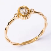 Gümüş Yüzük - 0.50 Karat Swarovski Taşlı Modern Tasarım 925 Ayar Gümüş Evlilik Teklifi Yüzüğü - 2