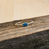 Gümüş Yüzük - 0.35 Karat Firuze Taşlı Eskitme Minimal Tasarım 925 Ayar Gümüş Yüzük - Hediyelik Yüzük thumbnail 7