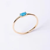 Gümüş Yüzük - 0.50 Karat Oval Sade Minimal Firuze (Turkuaz) 925 Ayar Tektaş Gümüş Yüzük - 4