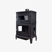 TDS Plazma X Fırınlı, Yan Kapaklı,Yan Camlı,  Alttan Küllüklü Döküm Şömine Soba thumbnail 3