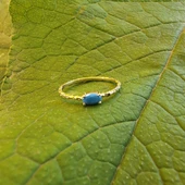 Gümüş Yüzük - 0.35 Karat Firuze Taşlı Eskitme Minimal Tasarım 925 Ayar Gümüş Yüzük - Hediyelik Yüzük thumbnail 1