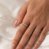 Gümüş Yüzük - Swarovski Tria Taşlı Modern Tasarım 925 Ayar Gümüş Yüzük - 6