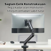 NPO STD46012B Airgrip 17"-32" Ergonomik 360° Amortisörlü VESA Tek Kol Monitör Tutucu thumbnail 2