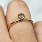 Gümüş Yüzük - Zultanit Doğal Taşlı Tek Taş 925 Ayar Gümüş Evlilik Teklifi Yüzüğü - 11