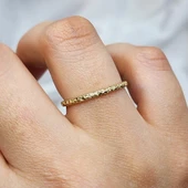 Gümüş Yüzük - Dövülü Model İnce Zarif Tasarım 925 Ayar Gümüş Alyans - 1