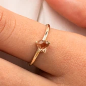 Gümüş Yüzük - 0.60 Karat Zultanit Taşlı Kalp Tektaş Evlilik Teklifi 925 Ayar Gümüş Yüzük - 8