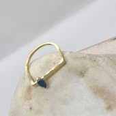 Gümüş Yüzük -  0.40 CT Mekik Firuze Taşlı Kare Kol Tasarım Gümüş Hediyelik Kadın Tektaş Gümüş Yüzük thumbnail 10