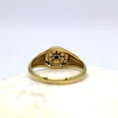 Firuze Taşlı Şimal Yıldızı Yuvarlak Mühür 925 Ayar Gümüş Yüzük-Yıldızlı Hediye Gümüş Yüzük - 6