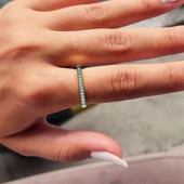 Gümüş Yüzük - Firuze Taşlı Düz Çizgi Modern Dizayn 925 Ayar Gümüş Yüzük thumbnail 7