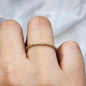 Gümüş Yüzük - Dövülü Model İnce Zarif Tasarım 925 Ayar Gümüş Alyans - 9