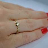 Gümüş Yüzük -  Puantiyeli Kalp Modern Tasarım 925 Ayar Gümüş Bombeli Kadın Yüzük Günlük-Hediyelik thumbnail 12