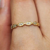 Gümüş Yüzük - Göz Sıralı Swarovski (Zirkon) Taşlı Minimal Modern Tasarım 925 Ayar Alynas Gümüş Yüzük thumbnail 6