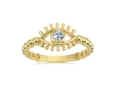 Gümüş Yüzük - Taşlı Kirpik Göz Top Top 925 Ayar Gümüş Yüzük-Göz Hediyelik 925 Ayar Gümüş Yüzük - 12