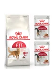 Royal Canin Adult Yetişkin Fit 32 Kedi Maması 2 Kg + Yaş Parça Etli Kedi Maması 2 Adet (original) - 1