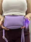 BİÇOMİ Ponpon mor cilt çanta thumbnail 2