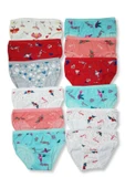 12 Adet Kız Çocuk Desenli Slip Külot - 1