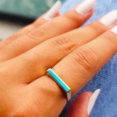 Gümüş Yüzük - Kalın Çizgi Kişiselleştirilebilir İsim Harf Yazılabilir Gündelik 925 Ayar Gümüş Yüzük thumbnail 11