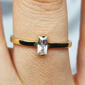 Gümüş Yüzük - Baget Tasarım Signity Swaroski (Zirkon) Taşlı Tek Taş 925 Ayar Gümüş Yüzük thumbnail 9