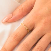 Gümüş Yüzük - İnce Örgü Minimal Tasarım 925 Ayar Gümüş Alyans-Örgü Minimal Yüzüğü-Hediye Gümüş Yüzük - 10