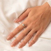 Gümüş Yüzük - Baget Kesim Firuze (Turkuaz) Taşlı Modern 925 Ayar Gümüş Tektaş Yüzük Günlük-Hediyelik - 4