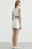Blok Geçişli Elbise Hırka Triko Takım - Gri - 6