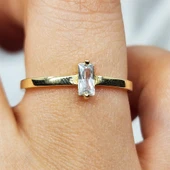 Gümüş Yüzük - Baget Tasarım Signity Swaroski (Zirkon) Taşlı Tek Taş 925 Ayar Gümüş Yüzük thumbnail 10