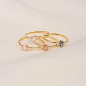 Gümüş Yüzük - 0.30 Karat Zultanit Tria Evlilik Teklifi Gümüş Yüzük - Doğal Taş Tria Gümüş Yüzük - 6