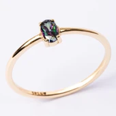 Gümüş Yüzük - İtalyan Kol 0.30 Ct Mistik Topaz Taşlı Tek Taş Yüzük-Mistik Topaz 925 Ayar Gümüş Yüzük - 5